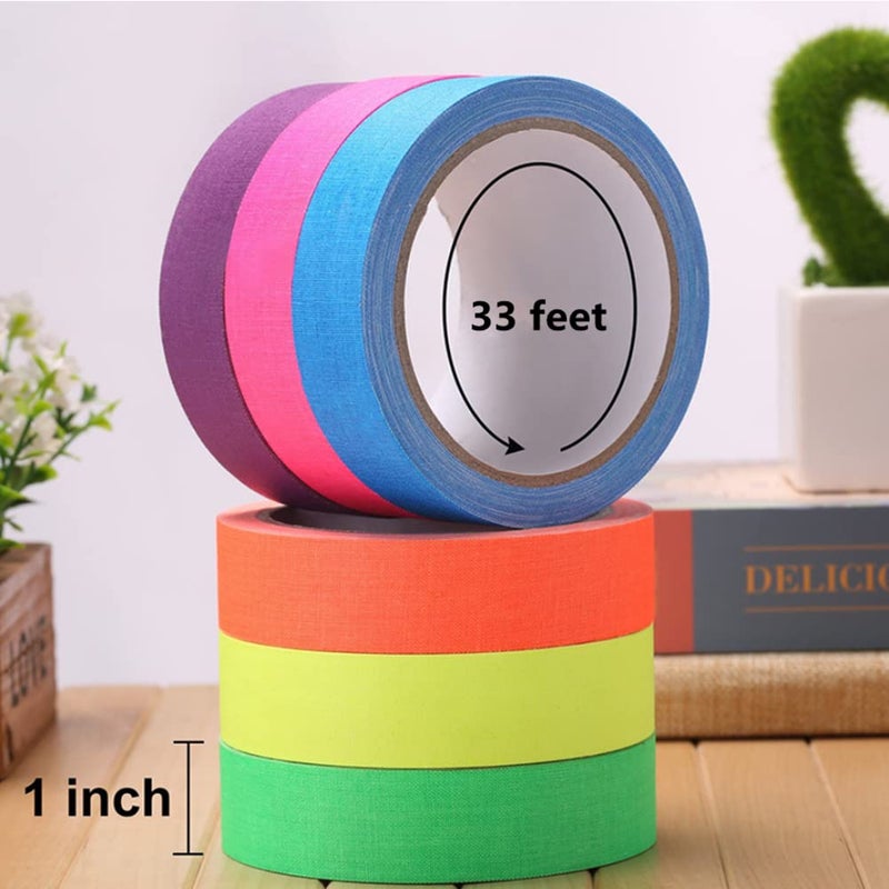 SICCOMA Fluorescent Green Gaffer Tape Neon Green Gaffers Spike Tape Black Light UV Reactive Fluorescent Spike Tape for Stage,Party Play Grid Floors Color Coding Art Crafts(1IN x 33 Feet) (Green) - Image 4
